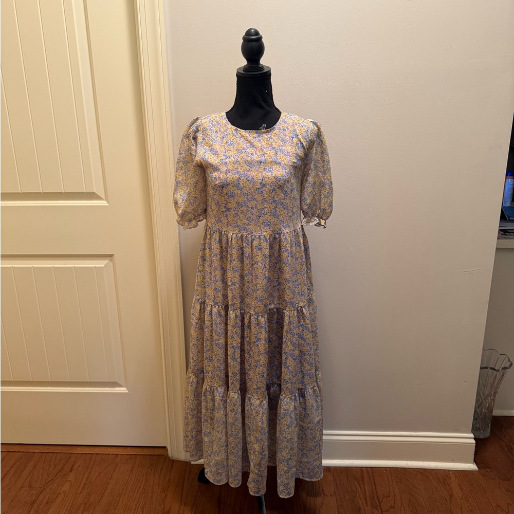 Code x Mode Floral Puff Sleeve Maxi Dress Size XS